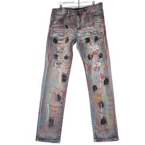 Waimea Men's Sz 36 Skinny Fit Colorful Paint Distressed Jeans Street Wear Urban